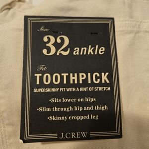 J. Crew Men's Toothpick Ankle Pants - Cream